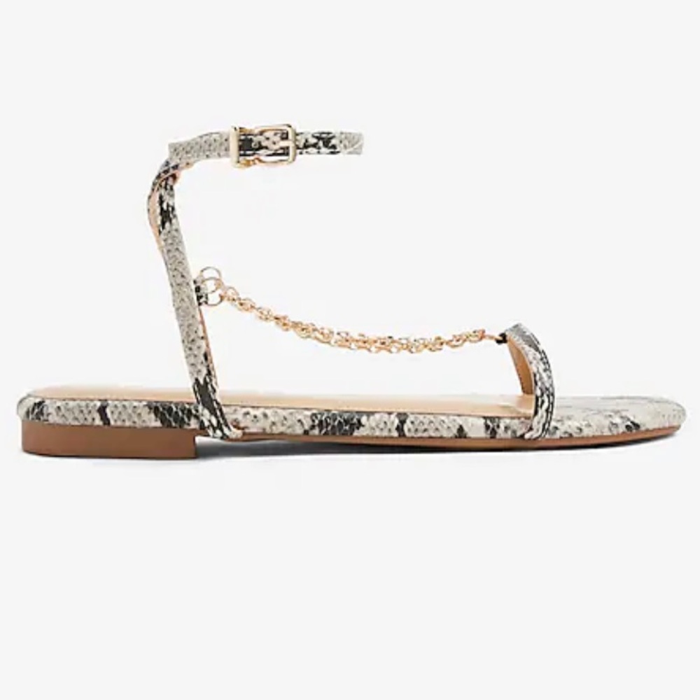 New EXPRESS Chain Strap Flat Sandals